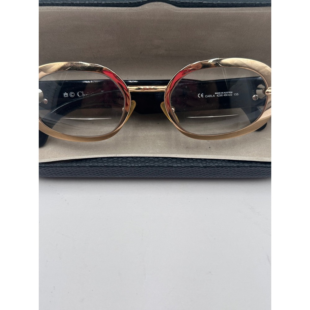 Christian Dior Vintage Carla 42W Gold Amber Oval glasses Frames Austria 49-22 - Picture 2 of 16